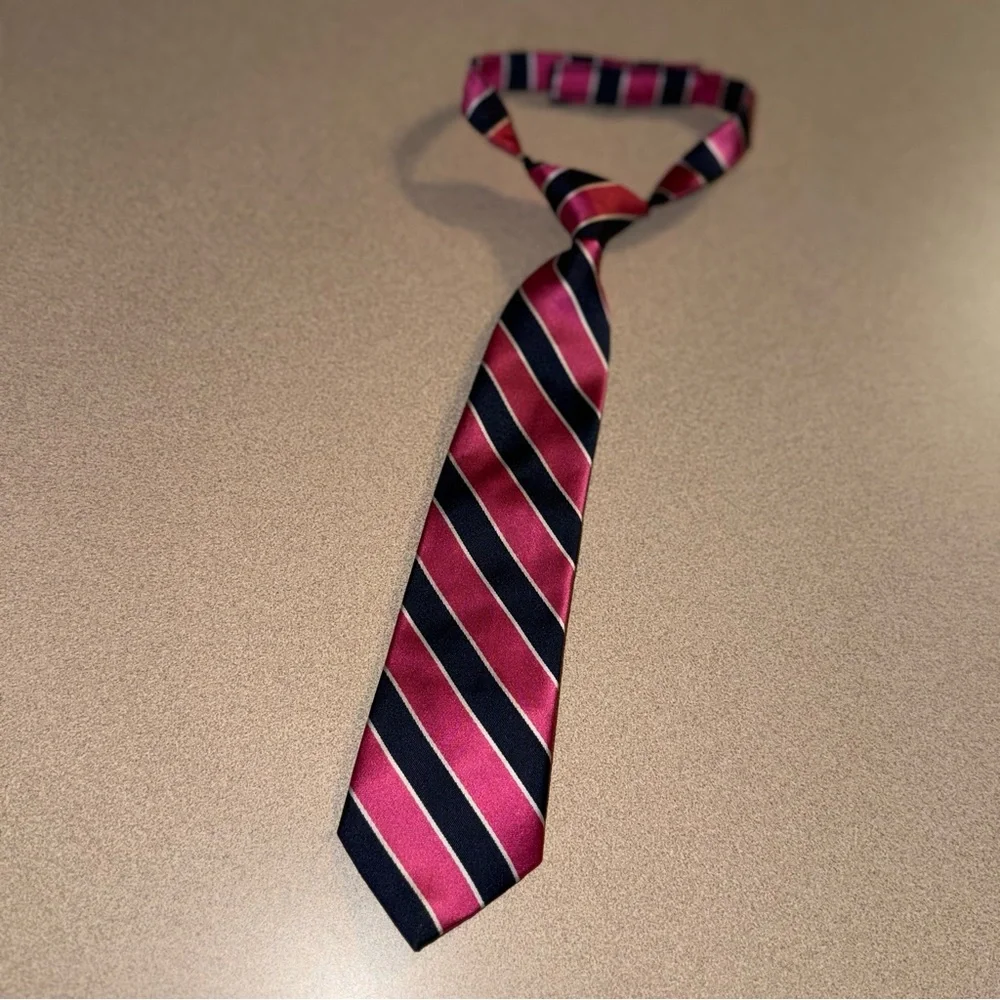 Dressed up by Gymboree pink white and navy blue Tie Velcro closure